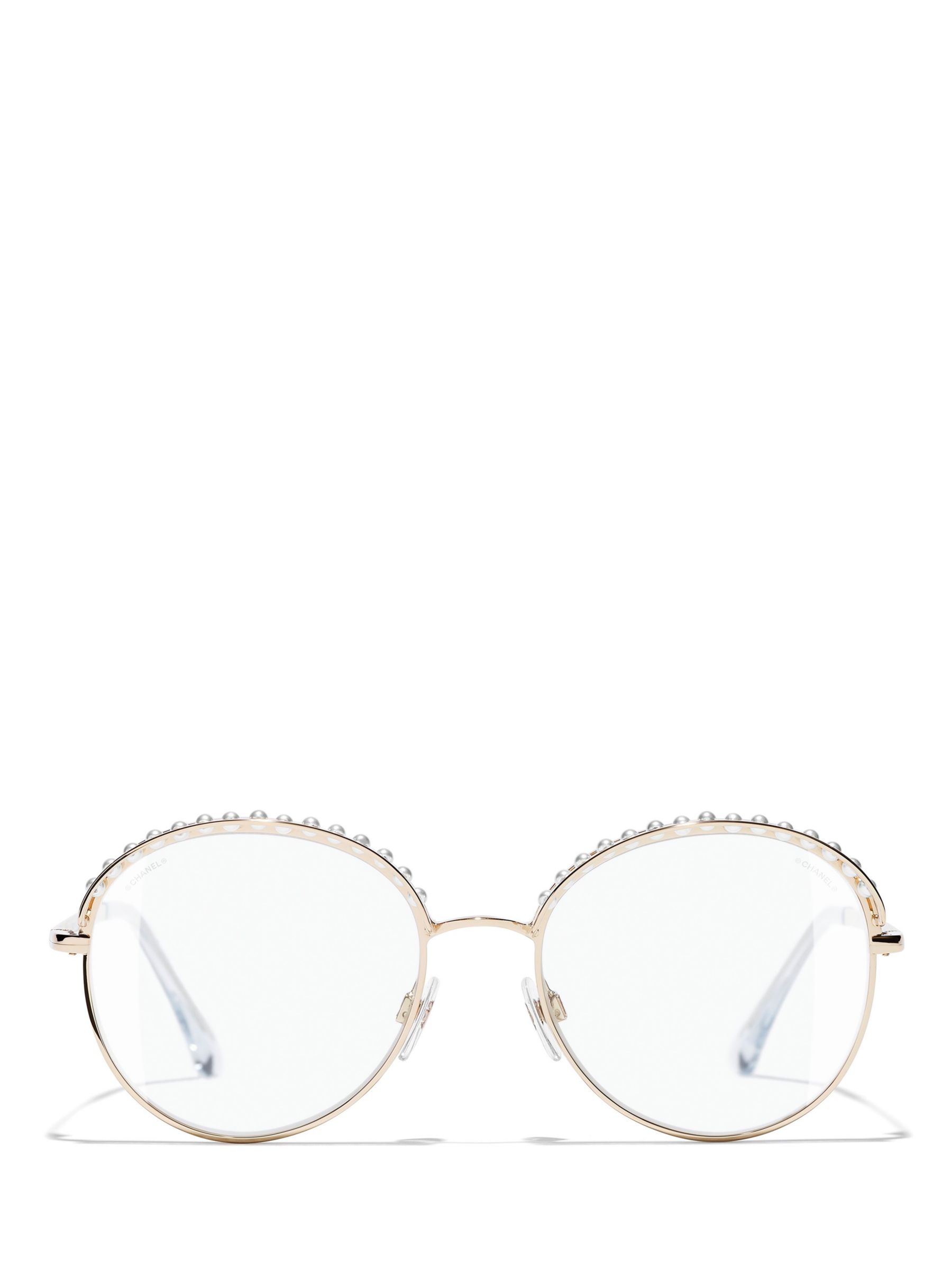 CHANEL Round Sunglasses CH4247H Gold/Clear at John Lewis & Partners