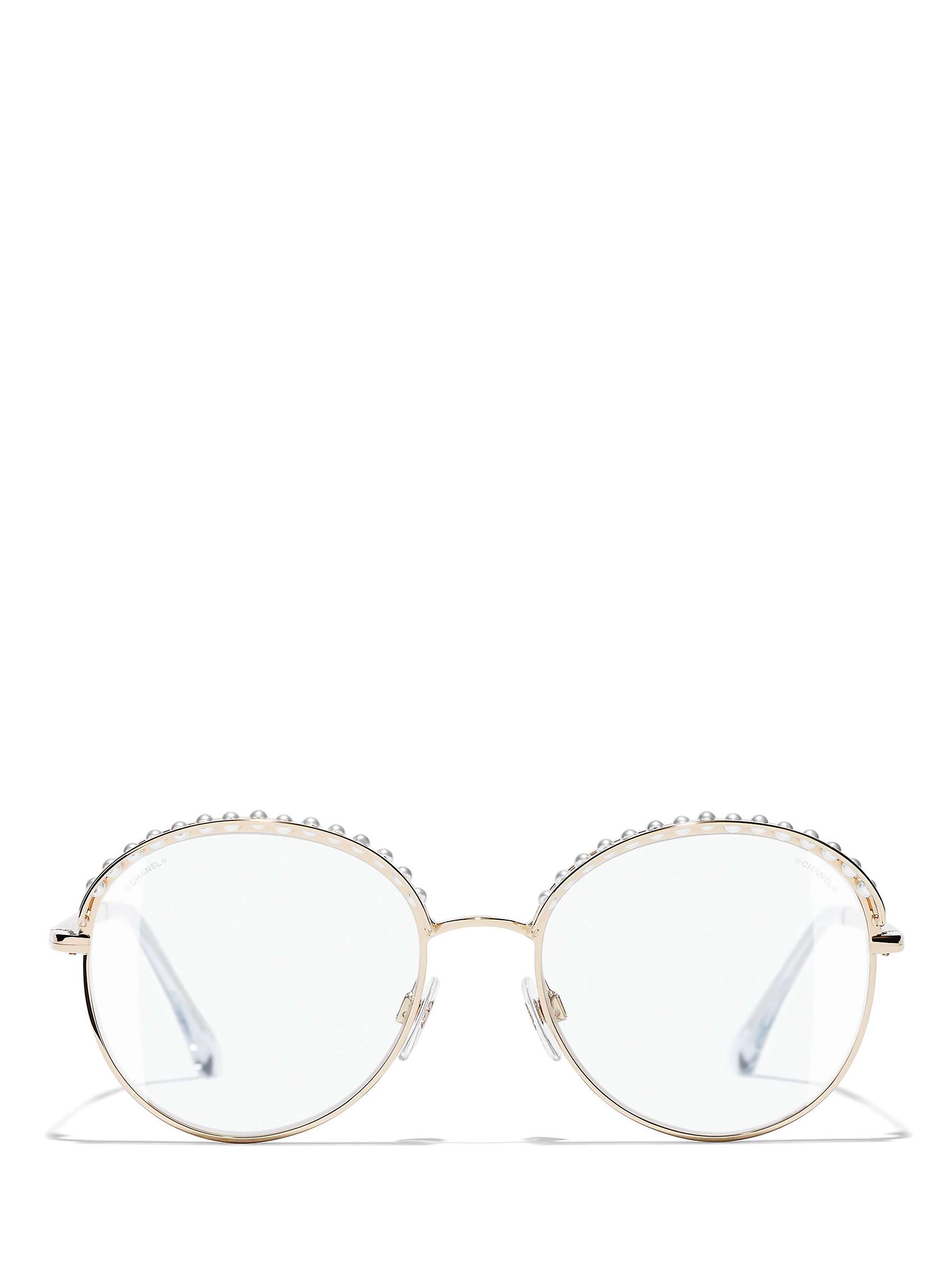 CHANEL Round Sunglasses CH4247H Gold/Clear at John Lewis & Partners