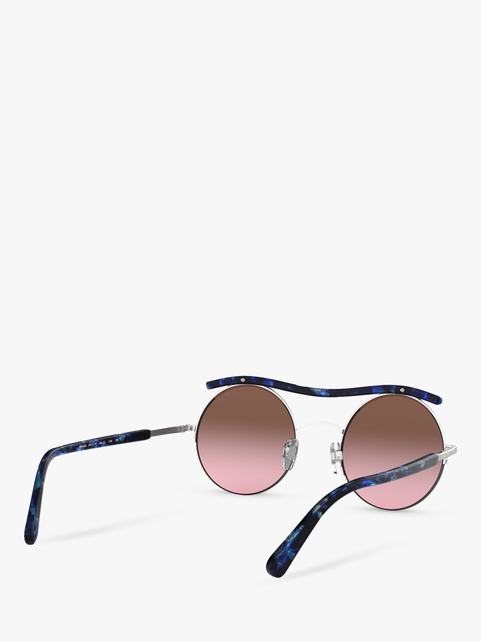 Giorgio Armani AR6082 Women's Round Sunglasses, Tortoise Blue/Purple Gradient