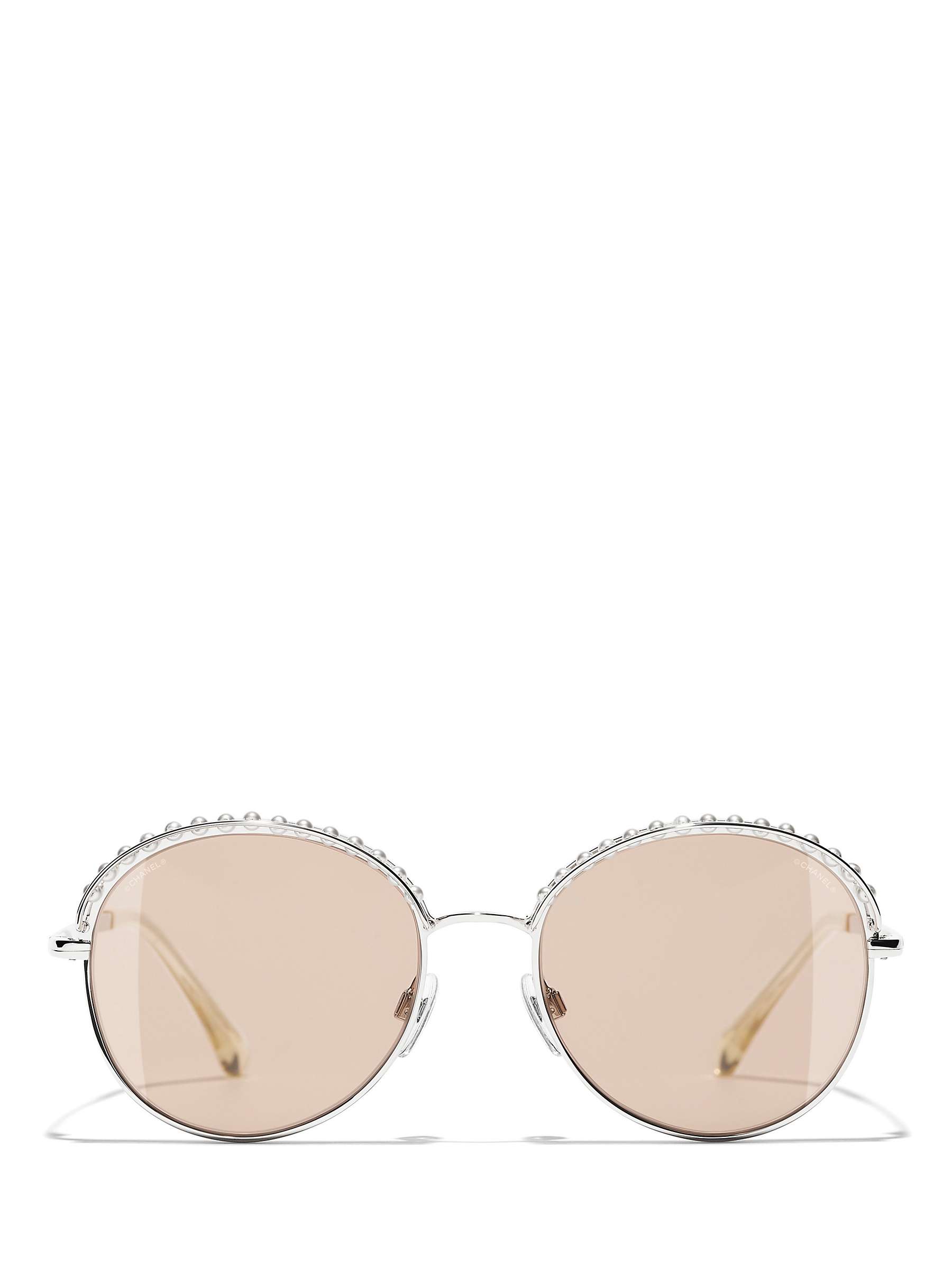 Buy CHANEL Round Sunglasses CH4247H Silver/Blush Online at johnlewis.com