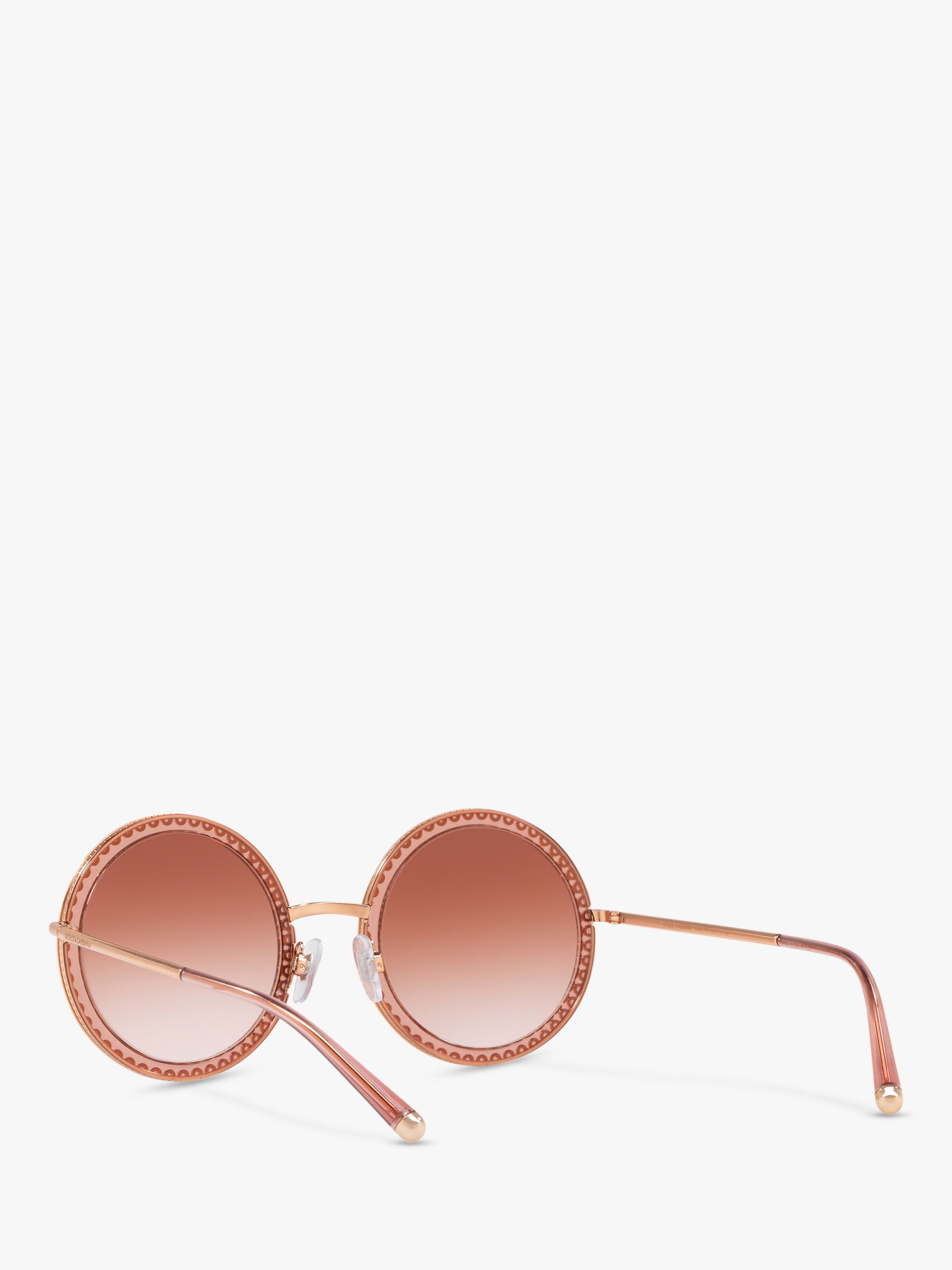 Dolce & Gabbana DG2211 Women's Round Sunglasses, Gold/Pink Gradient