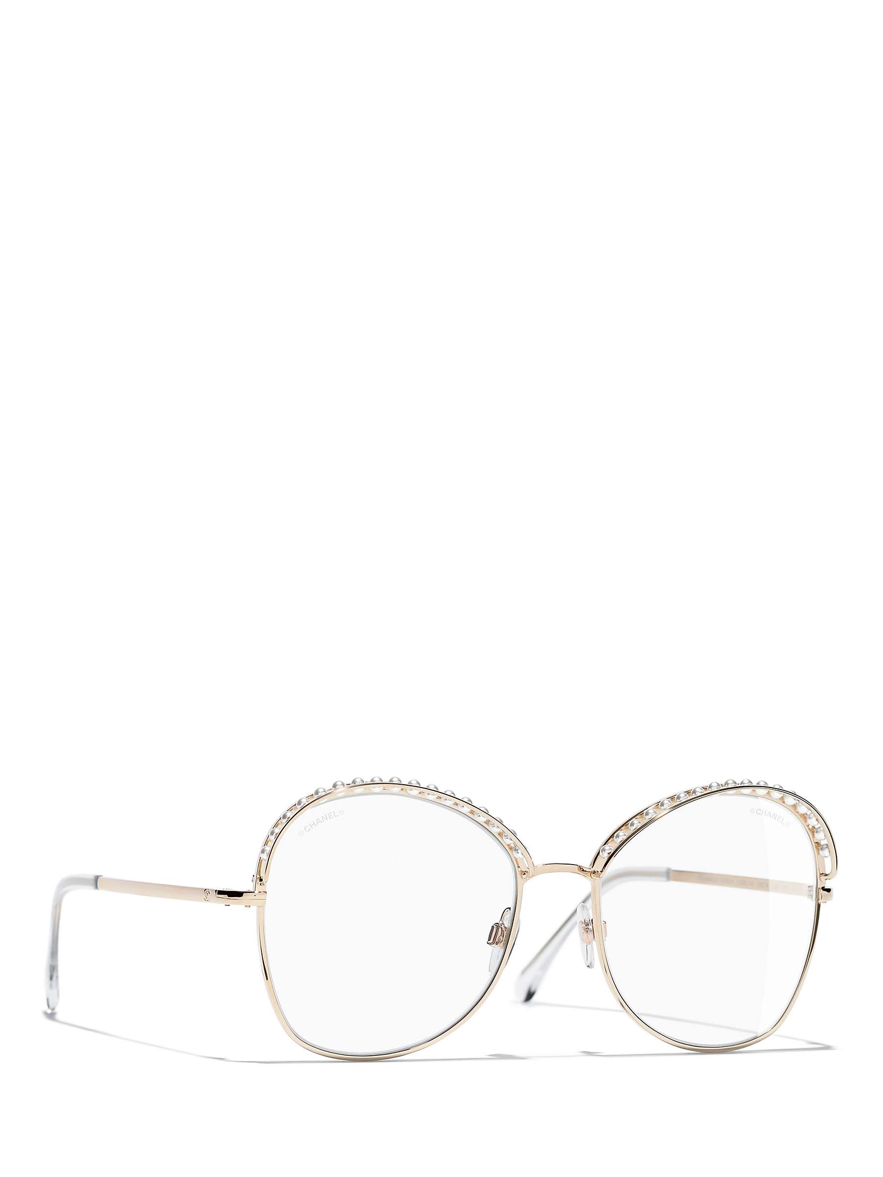 CHANEL Round Sunglasses CH4246H Gold/Clear at John Lewis & Partners