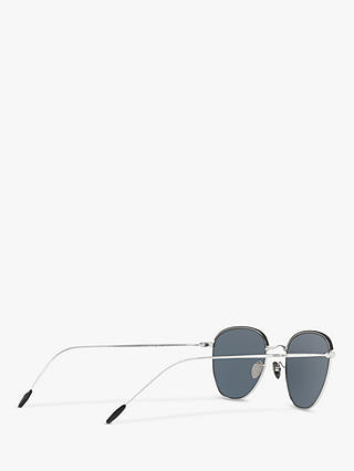 Giorgio Armani AR6048 Men's Oval Sunglasses, Silver/Matte Blue
