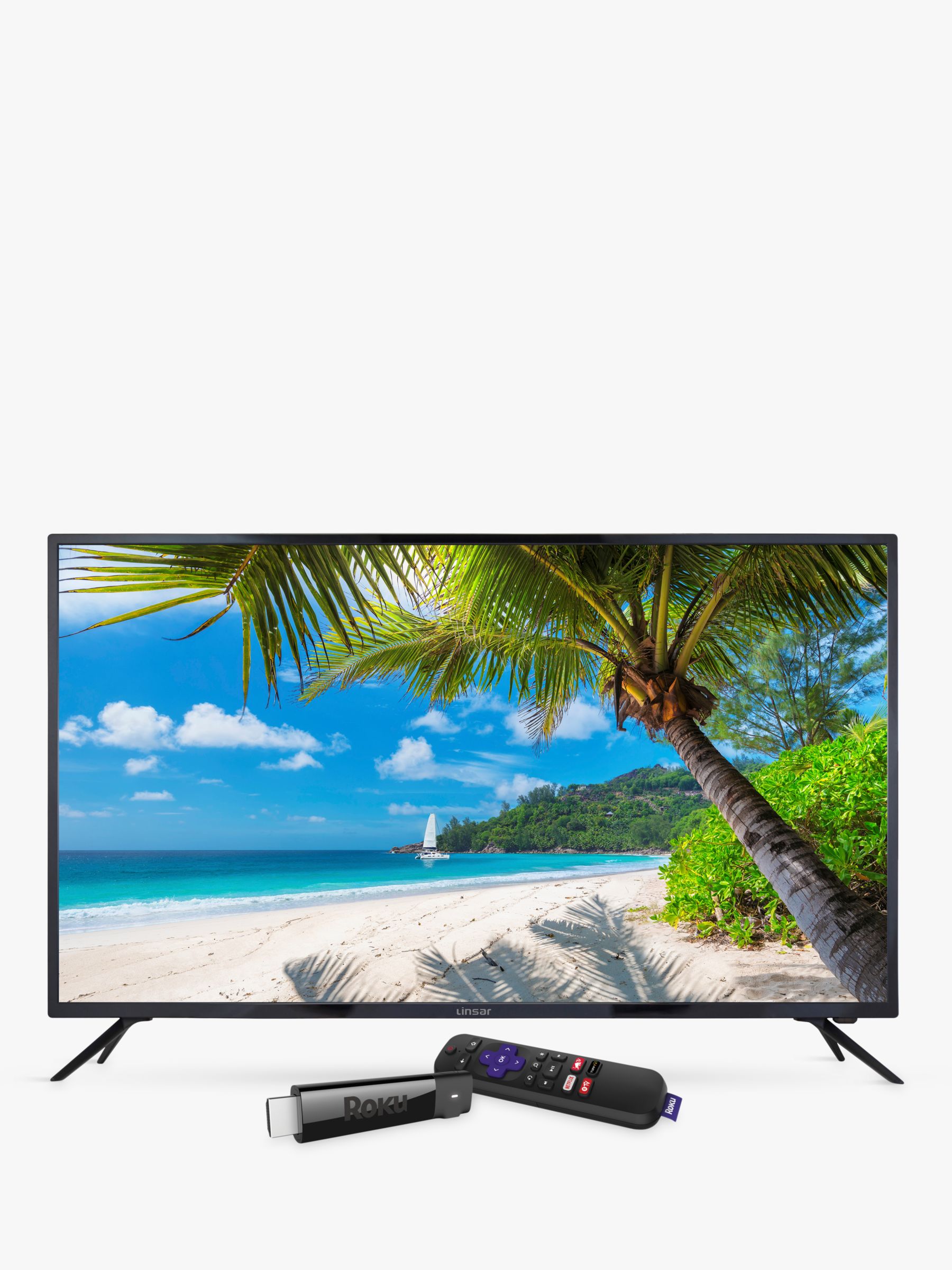Linsar 55UHD520 LED 4K Ultra HD TV, 55 with Freeview HD & Roku Smart Streaming Stick, Black
