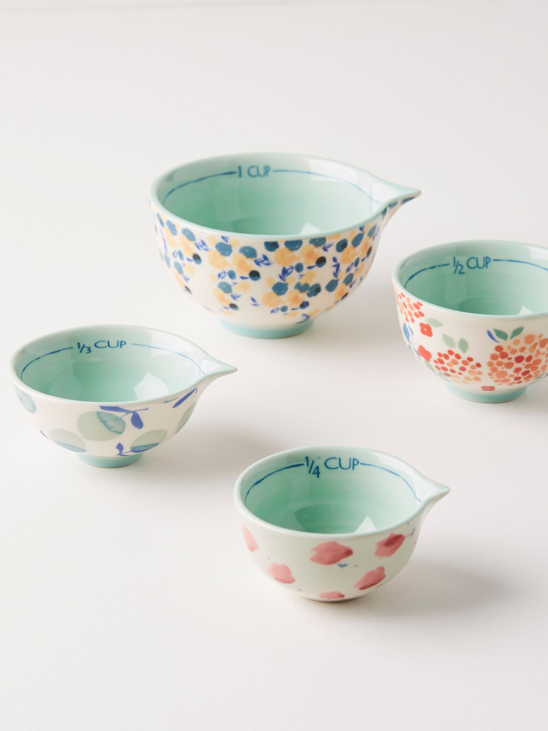 Anthropologie Delilah Stoneware Nesting Measuring Cups Set Of 4 Assorted