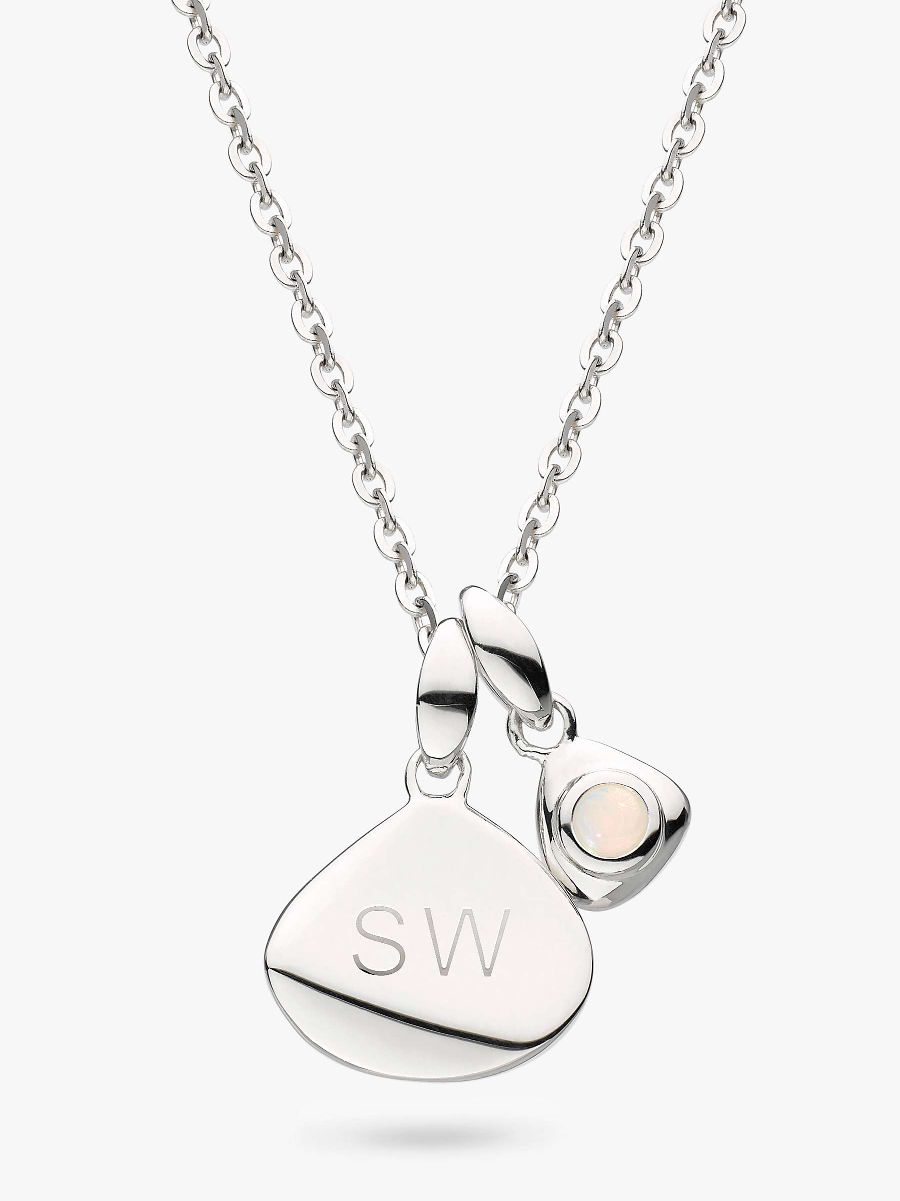 Buy Kit Heath Personalised Sterling Silver Pebble and Tag Birthstone Pendant Necklace Online at johnlewis.com