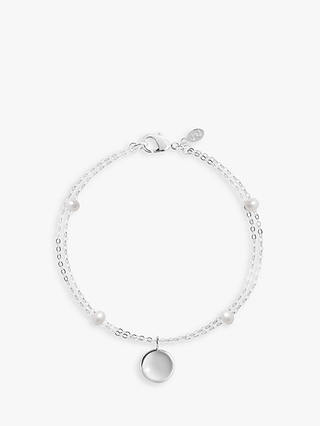 Joma Jewellery Freshwater Pearl Double Chain Bracelet, Silver