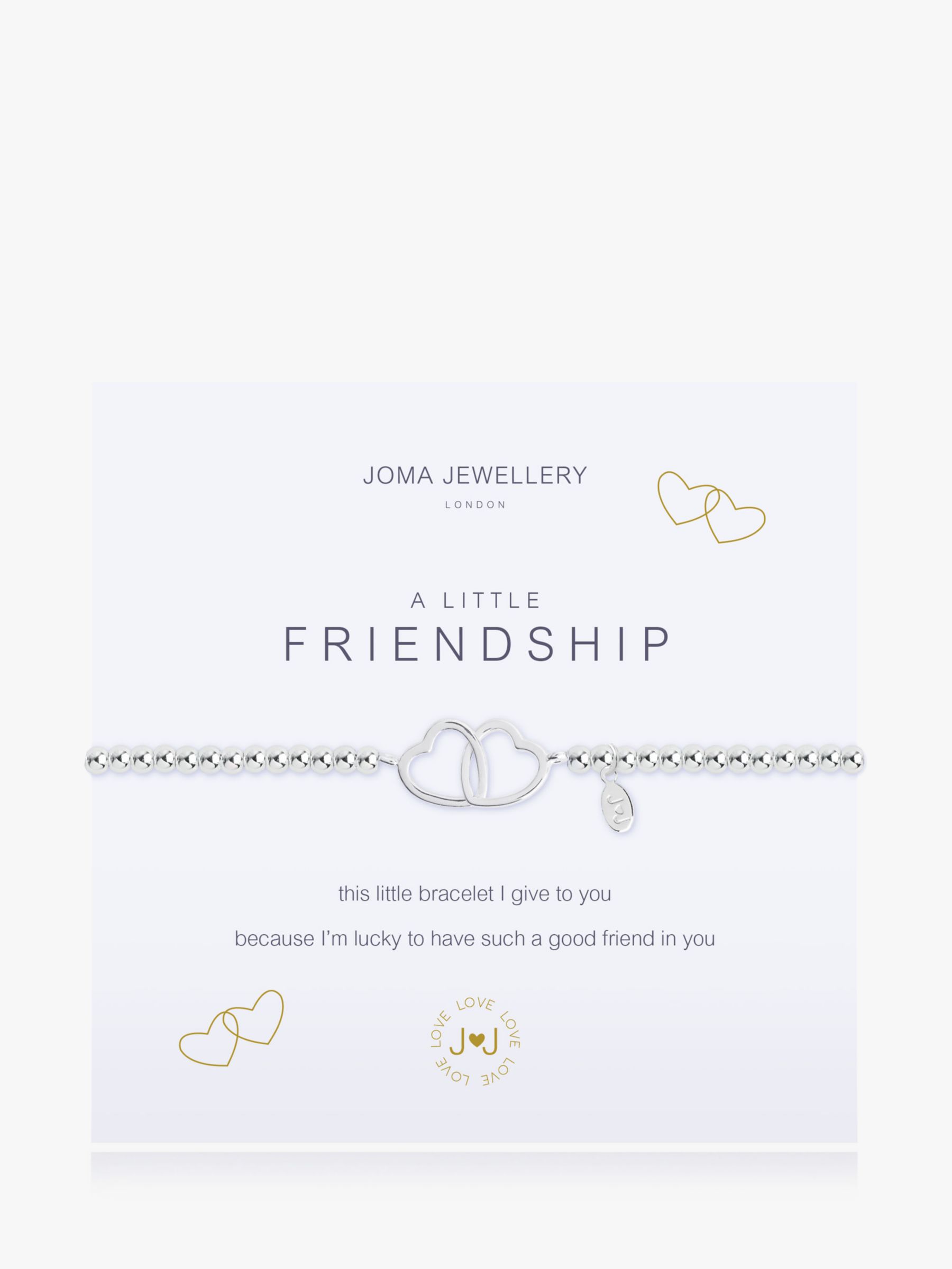 Joma Jewellery Little Friendship Interlock Heart Chain Bracelet, Silver