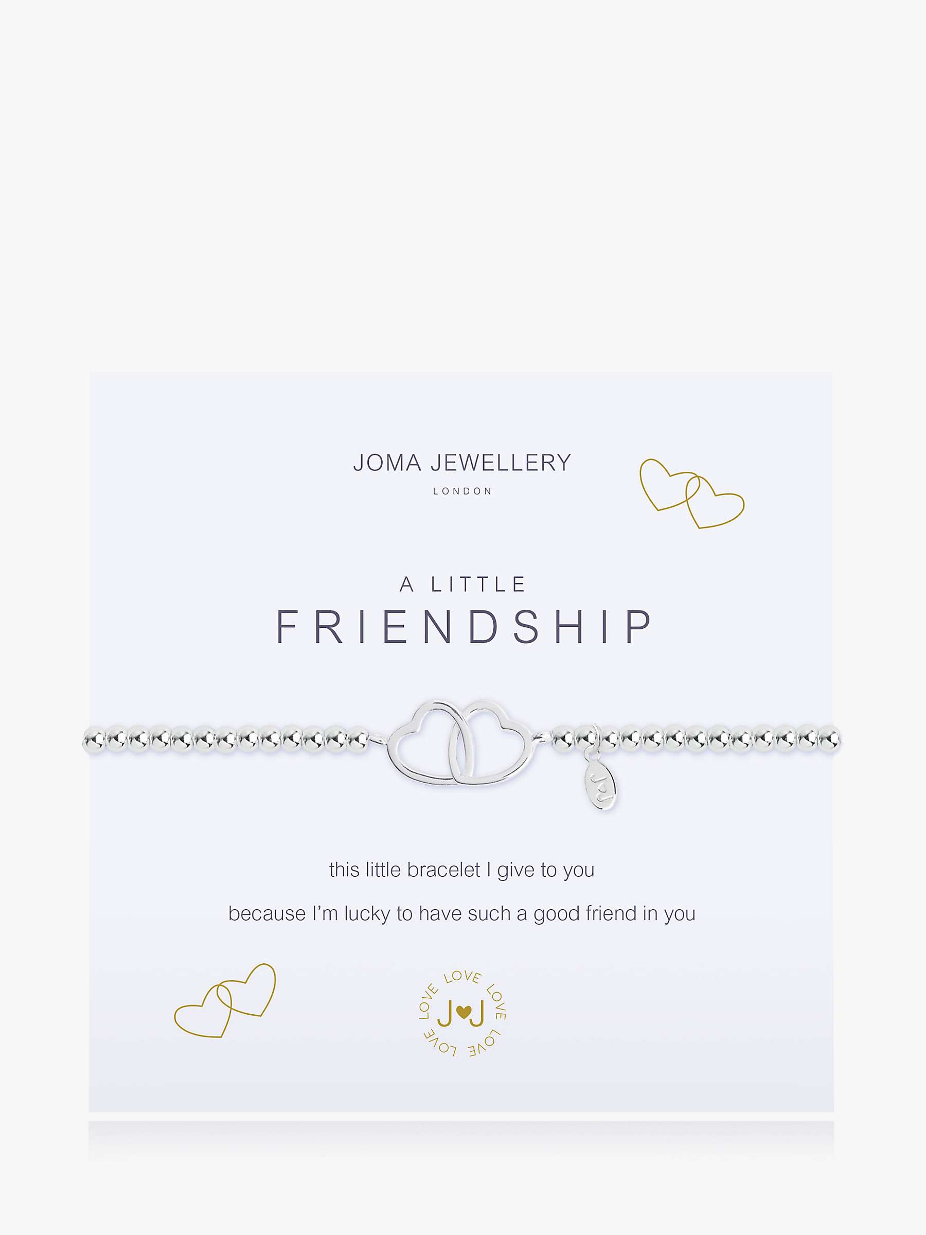 Buy Joma Jewellery Little Friendship Interlock Heart Chain Bracelet, Silver Online at johnlewis.com