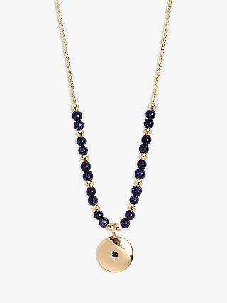 Joma Jewellery Sandstone Round Long Pendant Necklace, Gold/Blue