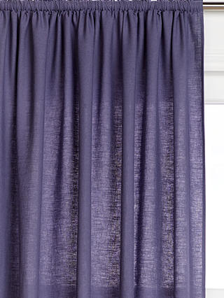 John Lewis & Partners Washed Linen Slot Top Voile Panel, Blueberry, W145 x Drop 230cm
