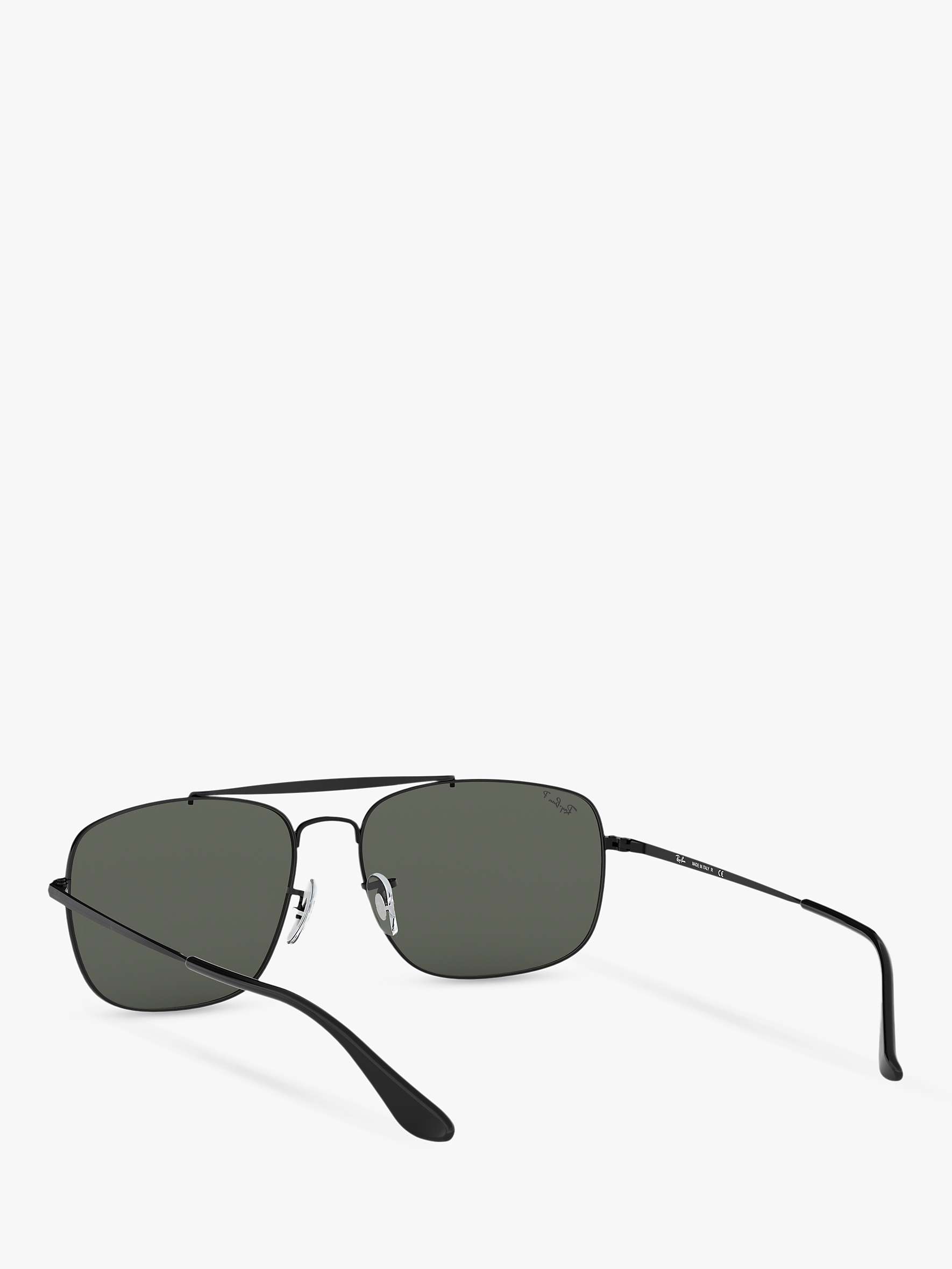 Buy Ray-Ban RB3560 Men's The Colonel Polarised Square Sunglasses, Black/Green Online at johnlewis.com