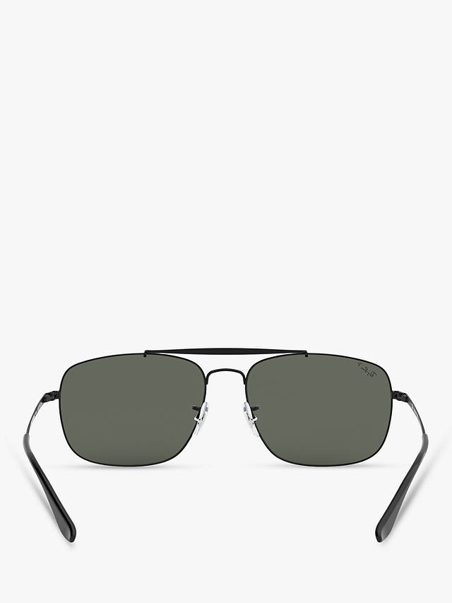 Ray-Ban RB3560 Men's The Colonel Polarised Square Sunglasses, Black/Green