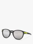 Oakley OO9265 Men's Latch Round Sunglasses, Matte Black/Silver