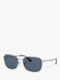 Persol PO2454S Rectangular Sunglasses, Silver/Blue