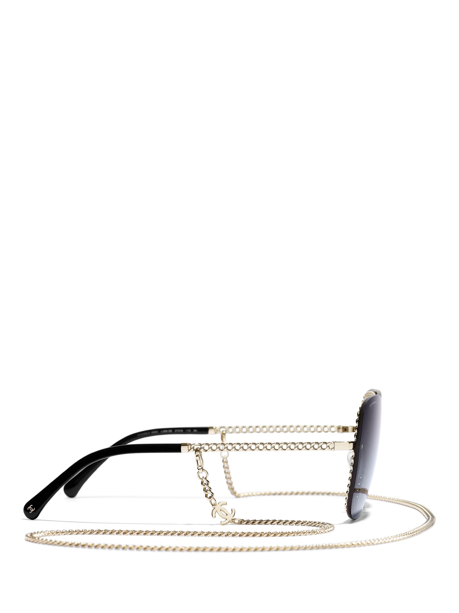 CHANEL Square Sunglasses CH4244 Gold/Grey at John Lewis & Partners