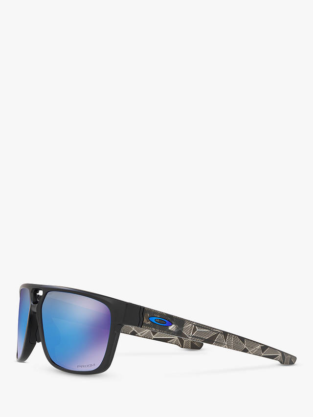 Oakley OO9382 Men's Crossrange Prizm Patch Square Sunglasses, Matte Black/Mirror Blue