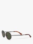 Persol PO2457S Women's Oval Sunglasses, Gunmetal/Green