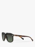Burberry BE4281 Men's Aviator Sunglasses, Black Tortoise/Brown Gradient