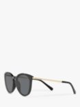 Michael Kors MK2080U Women's Chamonix Polarised Oval Sunglasses, Black/Grey