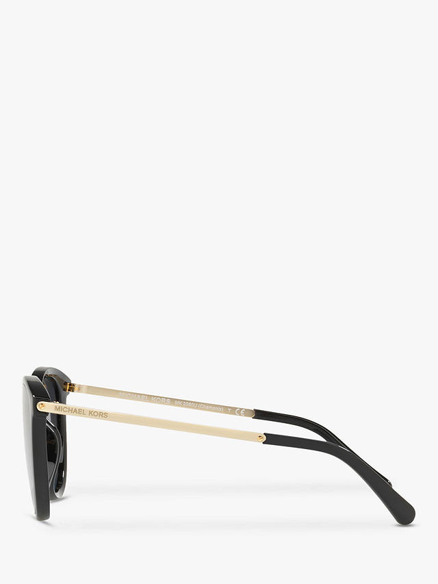 Michael Kors MK2080U Women's Chamonix Polarised Oval Sunglasses, Black/Grey