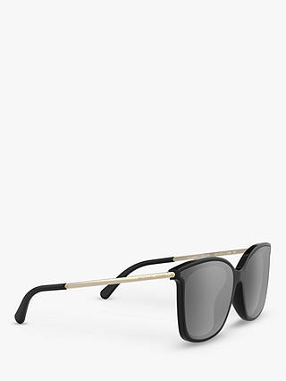 Michael Kors MK2079U Women's Zermatt Polarised Square Sunglasses, Silver/Black