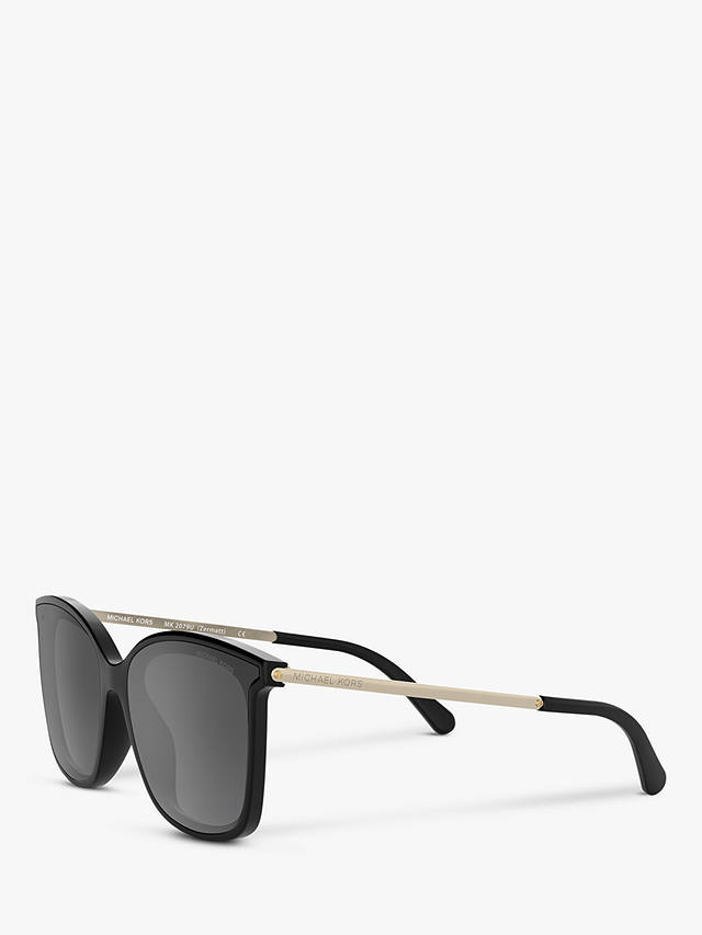 Michael Kors MK2079U Women's Zermatt Polarised Square Sunglasses, Silver/Black