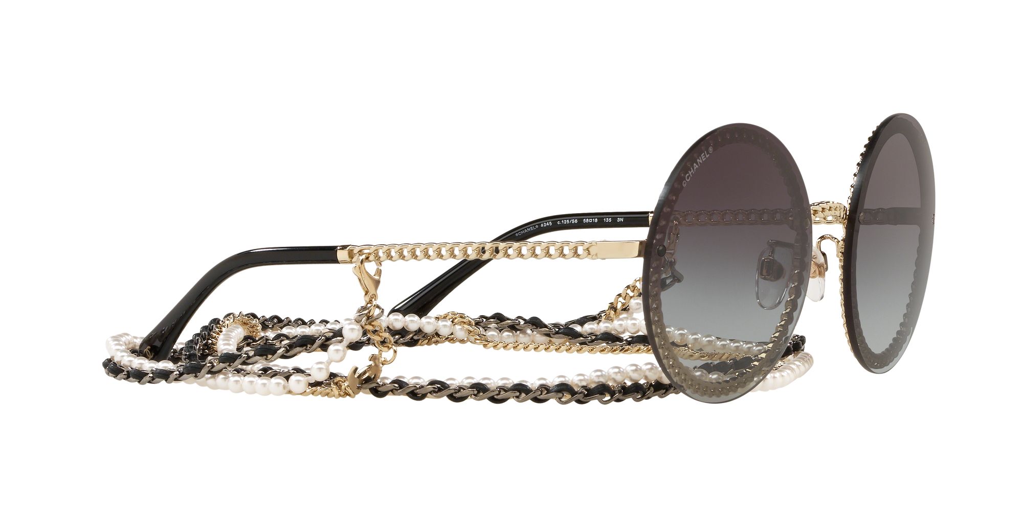 CHANEL Round Sunglasses CH4245, Pale Gold/Grey Gradient at John Lewis &  Partners