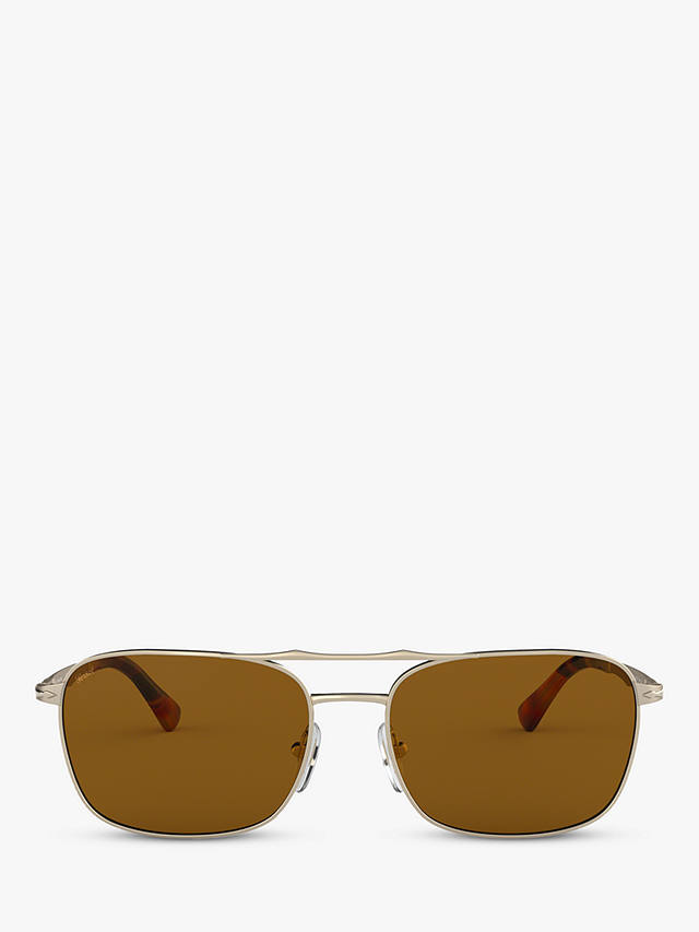 Persol PO2454S Men's Rectangular Sunglasses, Gold/Brown at John Lewis ...