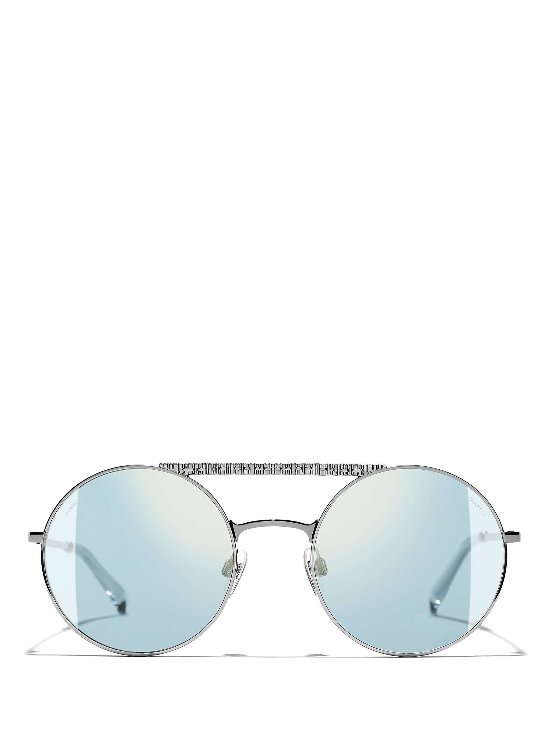 Buy CHANEL Round Sunglasses CH4232 Silver/Blue Online at johnlewis.com
