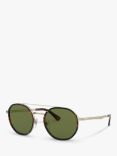 Persol PO2456S Women's Oval Sunglasses, Gold/Green