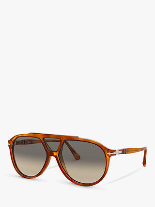 Persol PO3217S Men's Aviator Sunglasses, Light Brown/Grey Gradient
