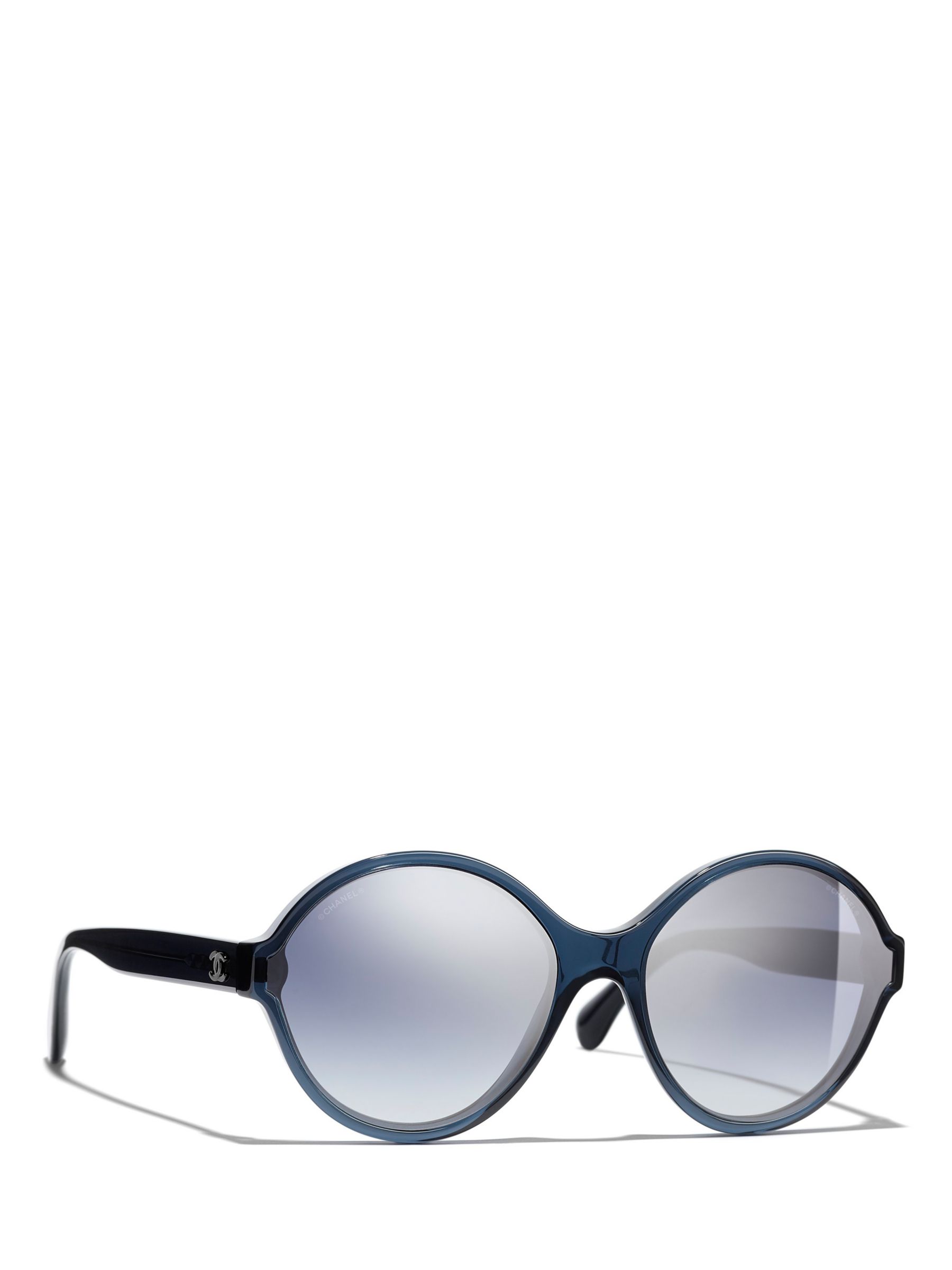 CHANEL Round Sunglasses CH5387 Blue/Clear Blue at John Lewis
