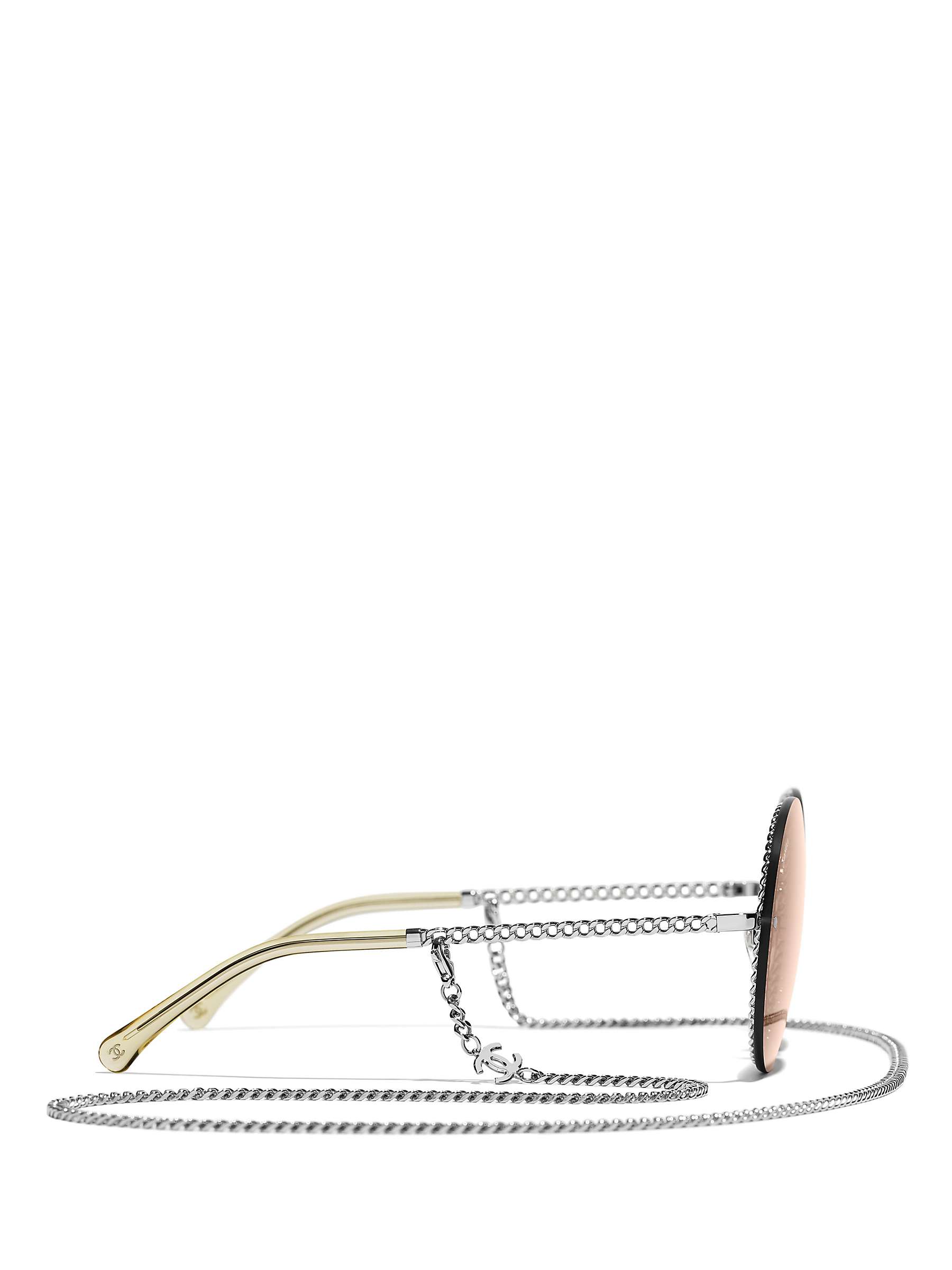 CHANEL Round Sunglasses CH4245 Silver/Brown at John Lewis & Partners