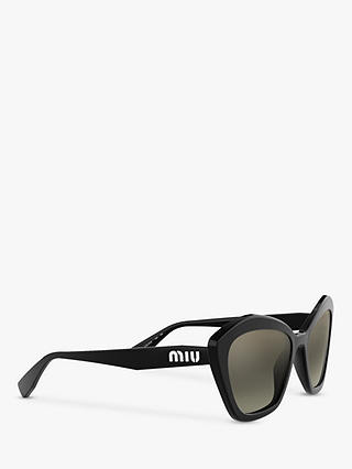 Miu Miu MU 05US Women's Cat's Eye Sunglasses, Black/Mirror Silver