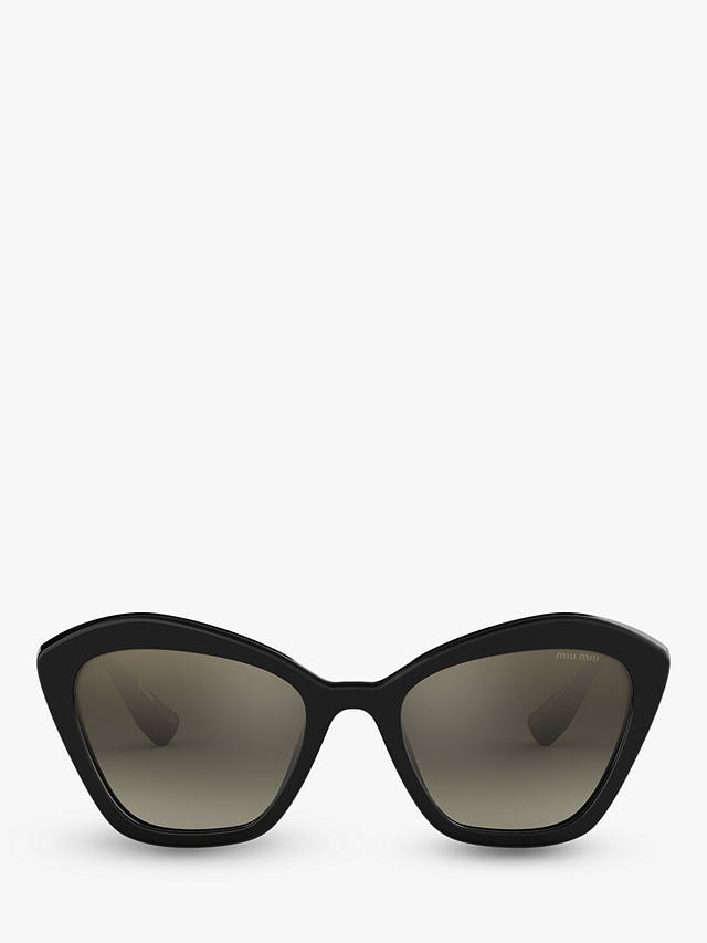 Miu Miu MU 05US Women's Cat's Eye Sunglasses, Black/Mirror Silver