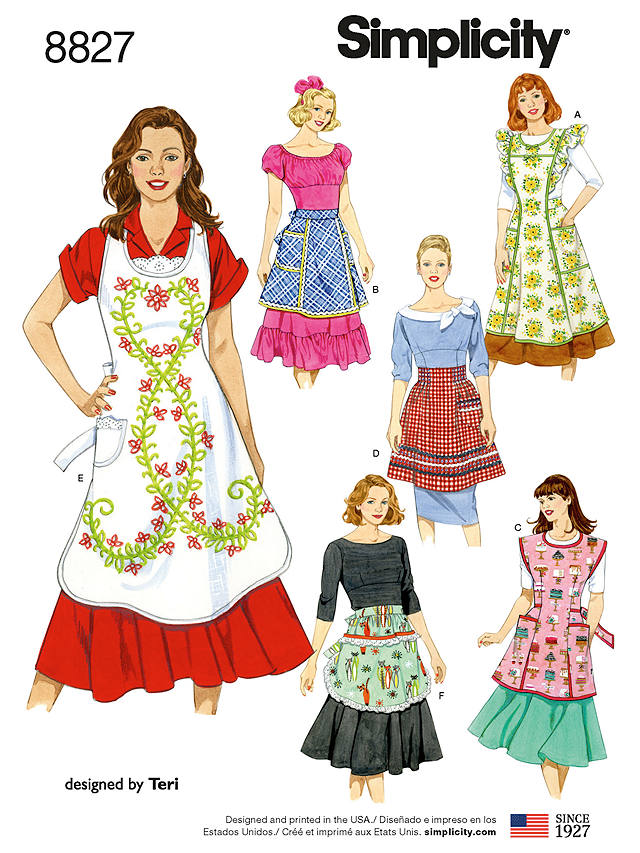 Simplicity Women's Vintage Apron Sewing Pattern, 8827, A