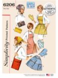 Simplicity Women's Vintage Apron and Oven Gloves Sewing Pattern, 6206