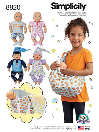Simplicity Children's Doll's Clothes and Accessories Sewing Pattern, 8820