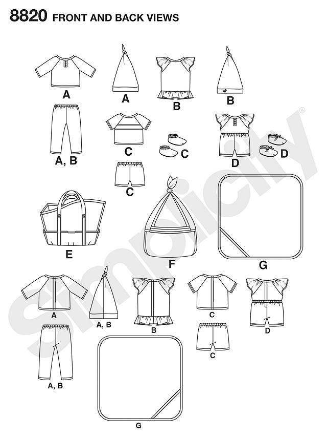 Simplicity Children's Doll's Clothes and Accessories Sewing Pattern, 8820