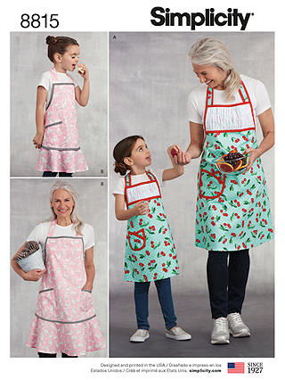 Simplicity Women's and Children Matching Aprons Sewing Pattern, 8815, A