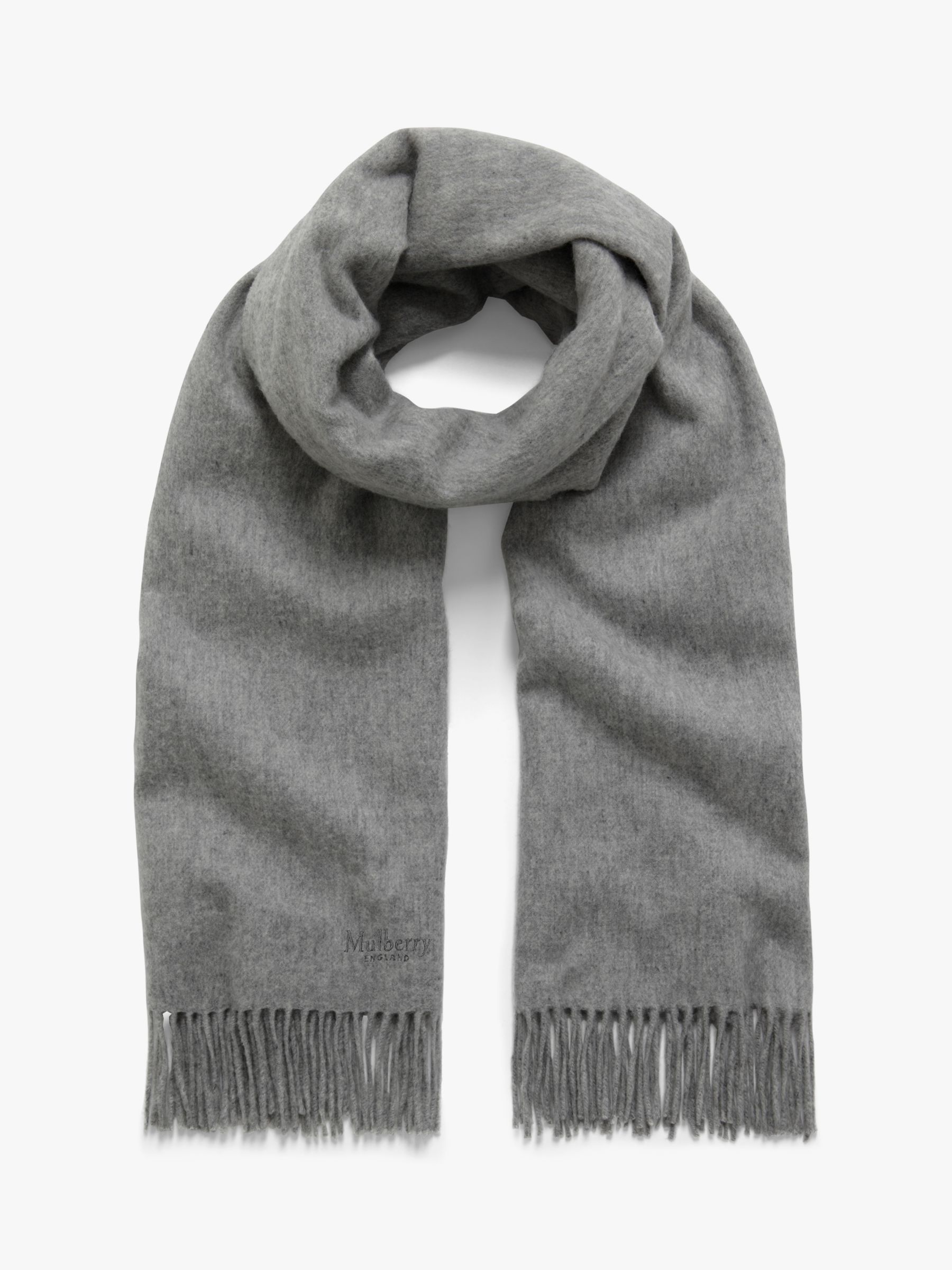 Mulberry Solid Lambswool Scarf, Light Grey Melange