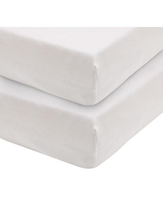 John Lewis Seconds GOTS Organic Cotton Fitted Small Cotbed Sheets, 132 x 70cm, 2 Pack, White