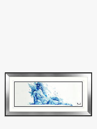 Joanne Boon Thomas - Reclining Nude Framed Print & Mount, 55.5 x 110.5cm, Blue
