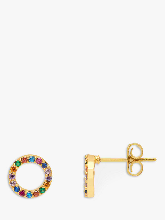 Estella Bartlett Rainbow Cubic Zirconia Circle Stud Earrings, Gold/Multi