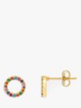 Estella Bartlett Rainbow Cubic Zirconia Circle Stud Earrings, Gold/Multi