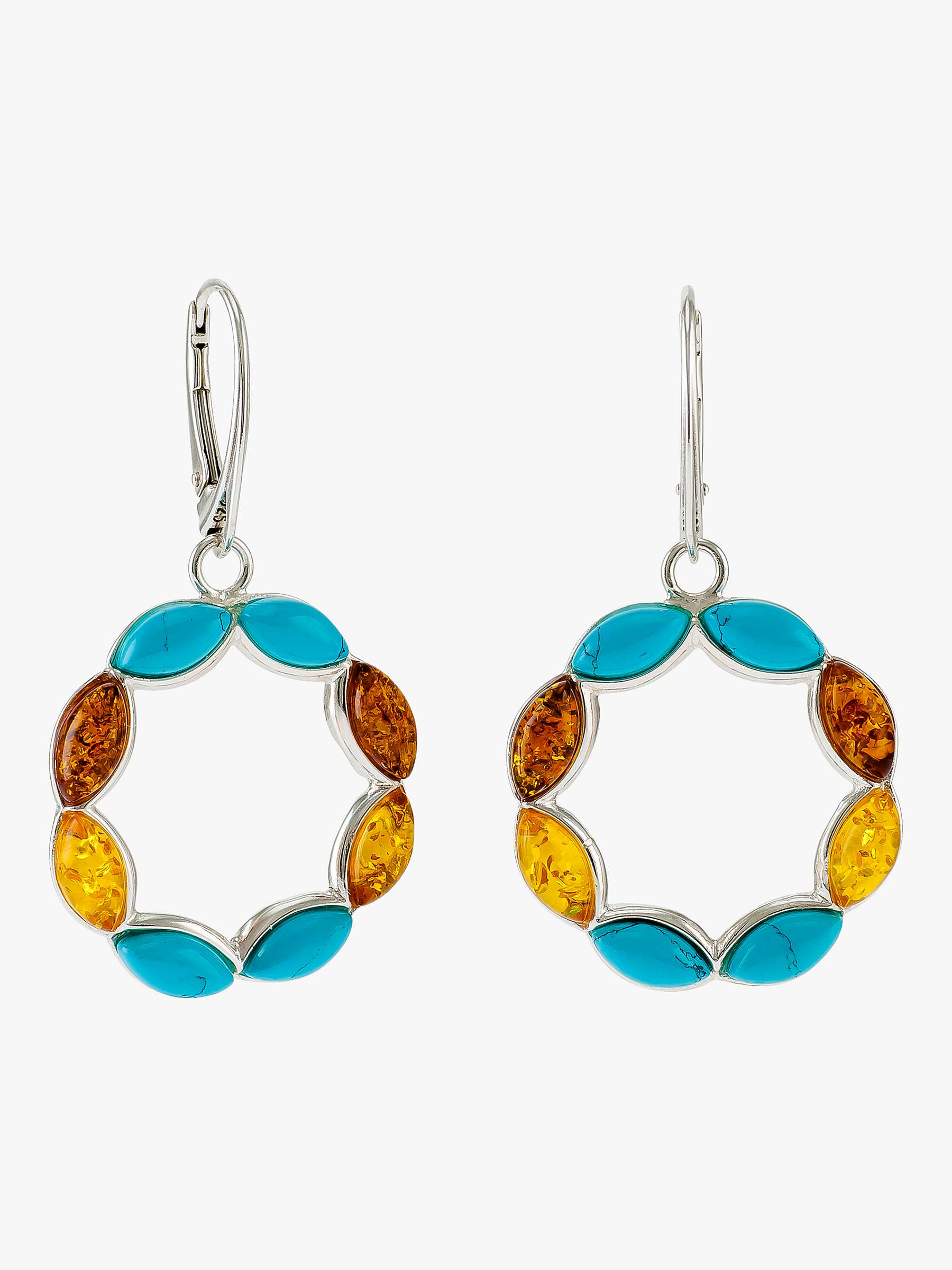 Buy Be-Jewelled Turquoise and Amber Circle Drop Earrings, Silver/Multi Online at johnlewis.com