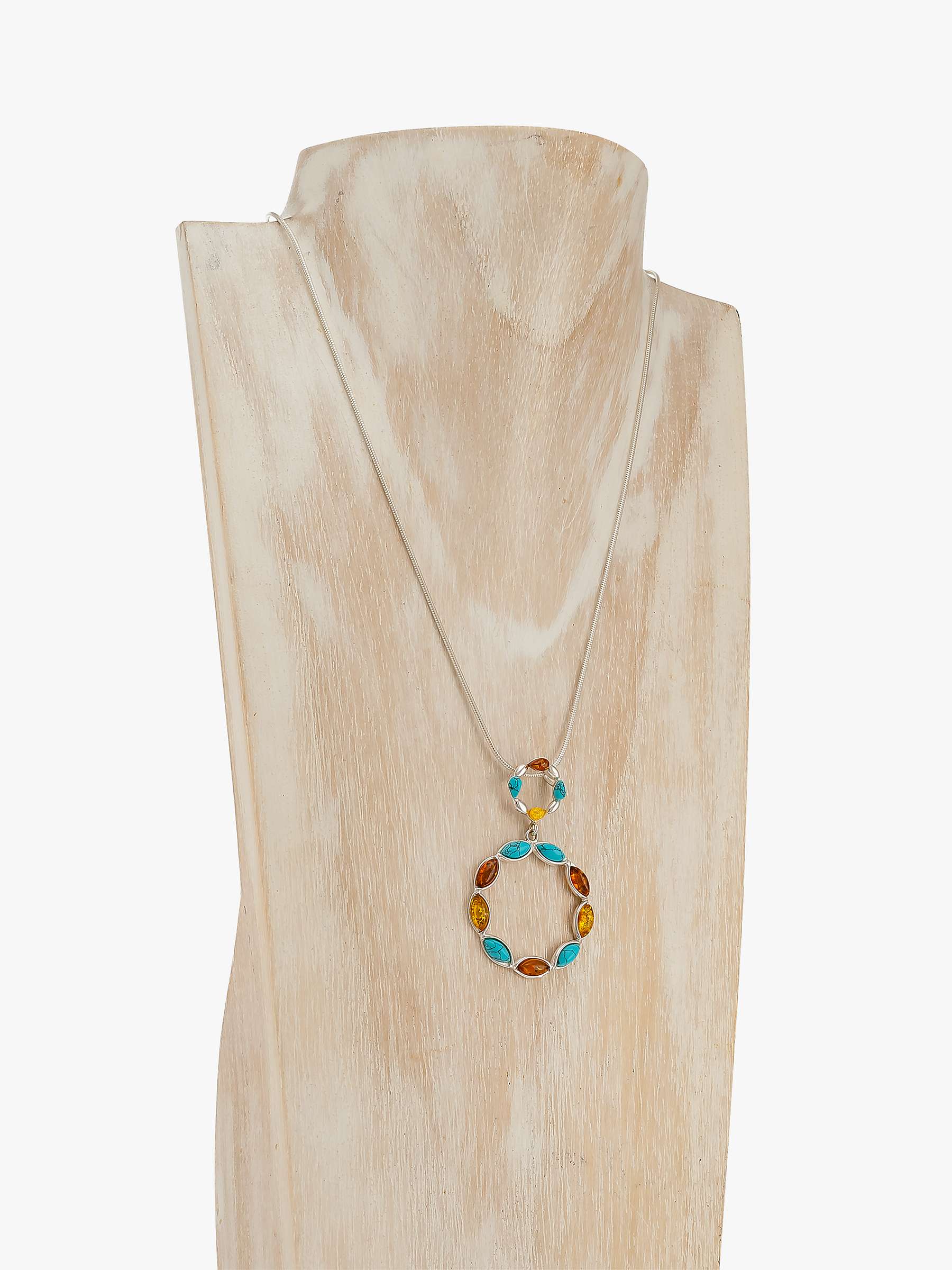 Buy Be-Jewelled Turquoise and Amber Circle Pendant Necklace, Silver/Multi Online at johnlewis.com