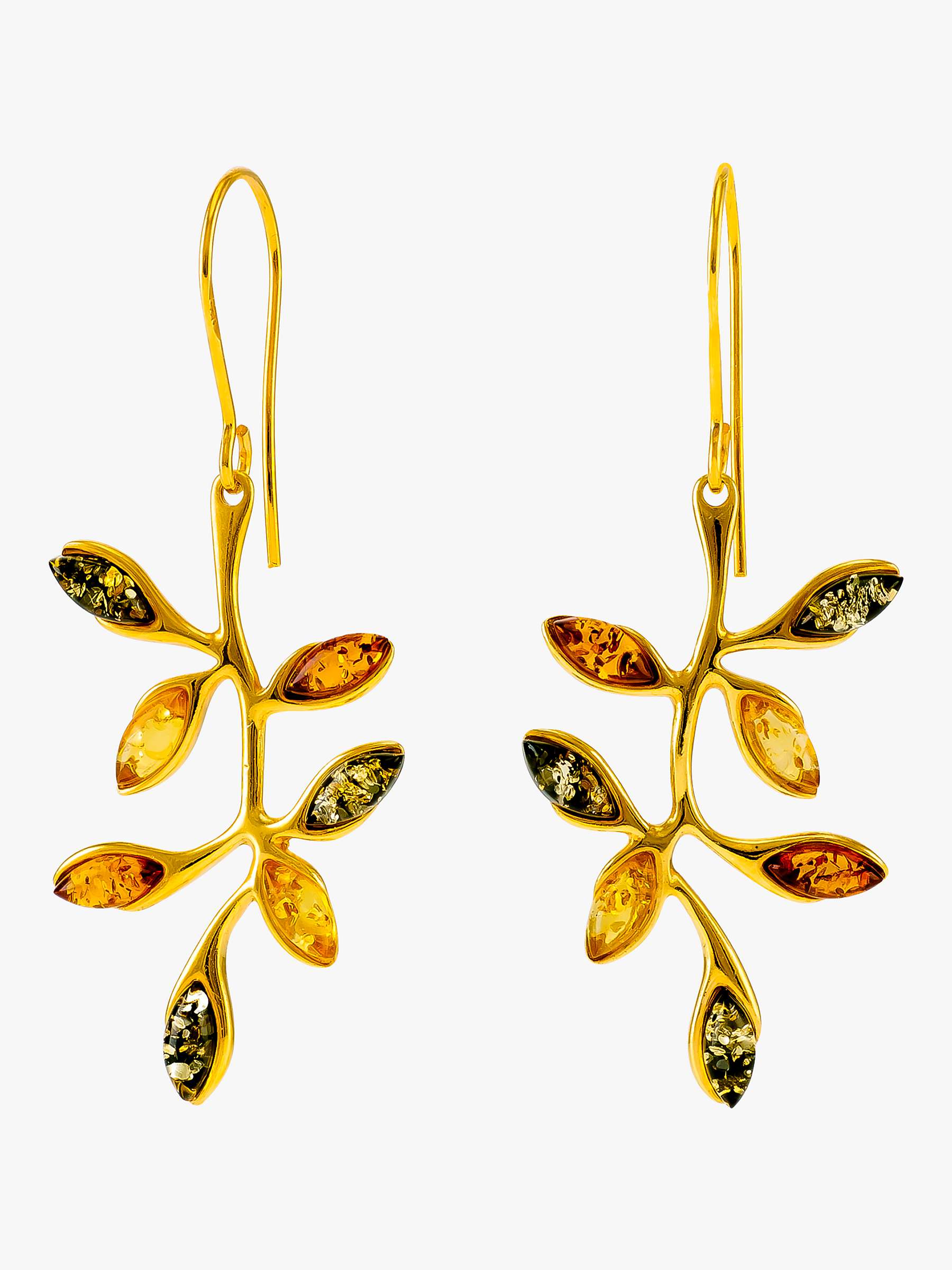 Buy Be-Jewelled Baltic Amber Autumn Leaf Drop Earrings, Gold/Multi Online at johnlewis.com