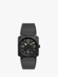 Bell & Ross BR0392-BL3-CE/SCA Men's Nightlum Automatic Date Leather Strap Watch, Grey/Black